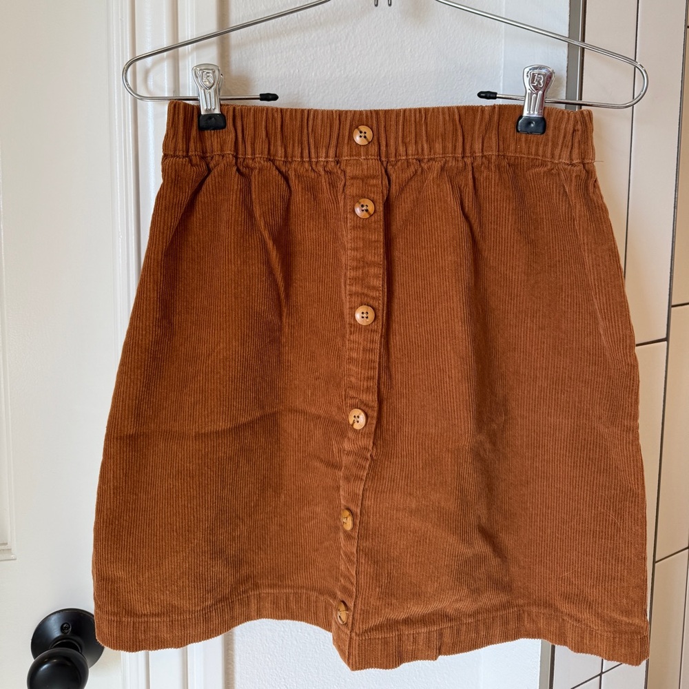 Copper Key A-Line Brown Corduroy Skirt